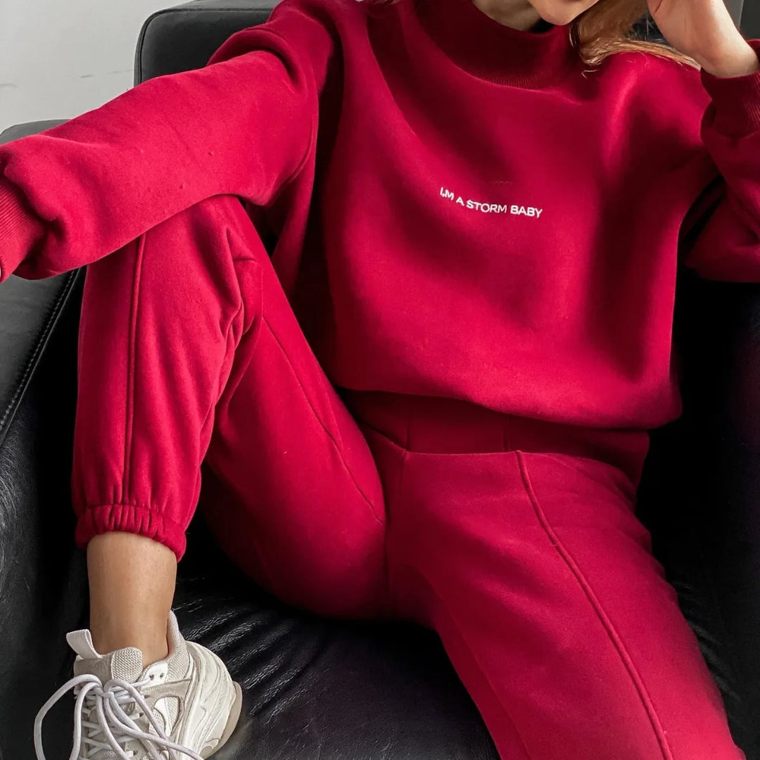 Dam Casual Set Tröja och Joggers Mjuk Bomull-6