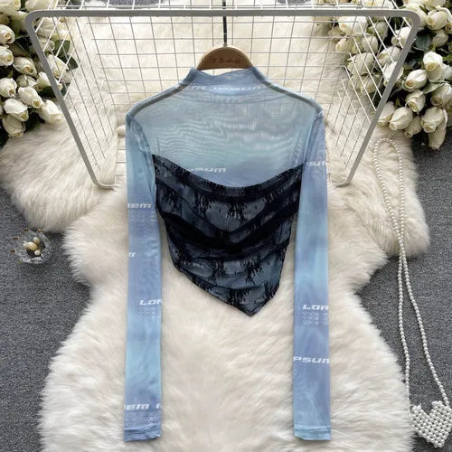 Variant image for Dam Festtopp Transparent Elastisk Polyester Slim Fit-1