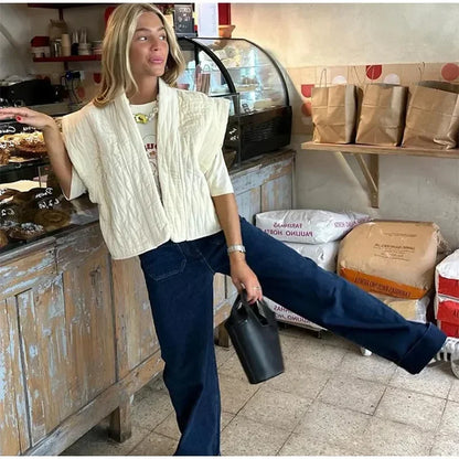 Dam Kort Quiltad Väst Polyester-4