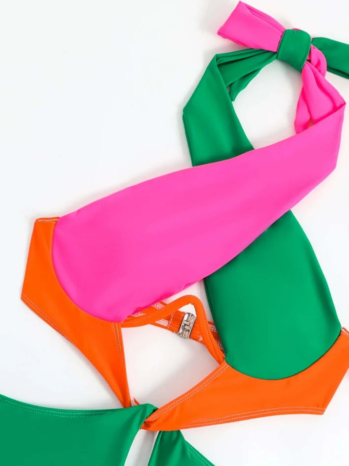 Dam Monokini Med Lappmönster Polyester-6