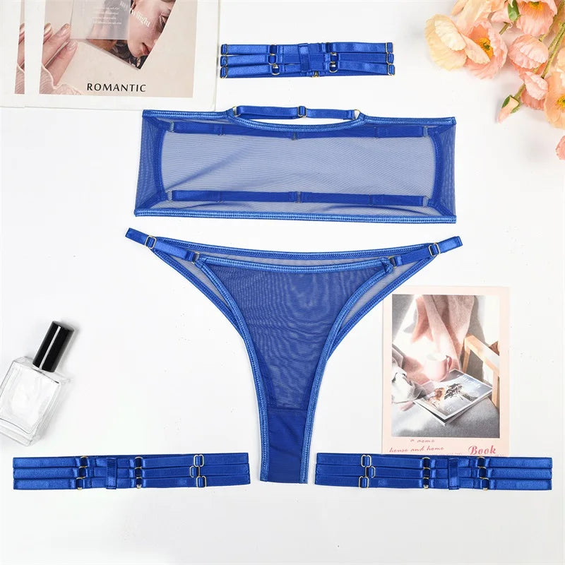 Damunderkläder Set Justerbara Bärare Polyester Snygga Underkläder Dam-1