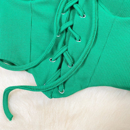 Dam Bustier Enfärgad Polyester Klubbplagg-2