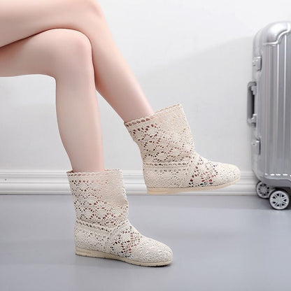 Kvinnors Stövlar Chic Mesh Design Syntetisk Textil-2