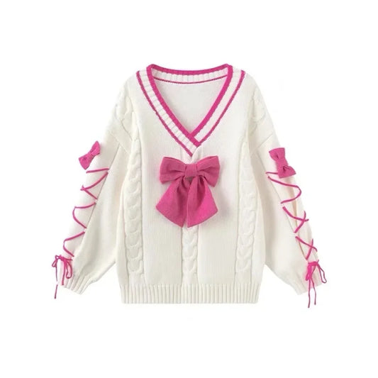 Dam Tröja V-Hals Polyester Chic-1