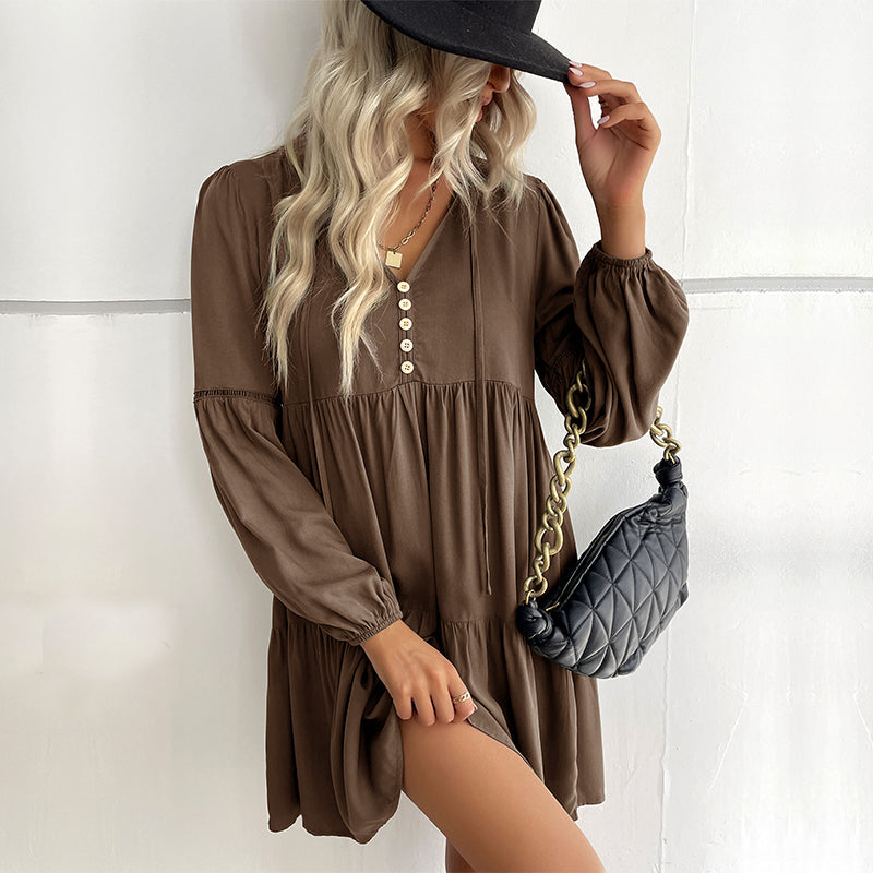 Damklänning Utställd Kjol med Ruffles i 100% Bomull 1