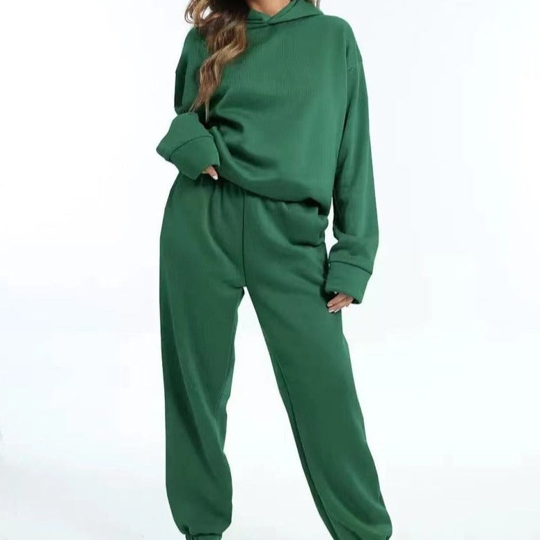 Dam Träningsset Hoodie Syntetmaterial Joggingbyxor Komfortabelt Set 14