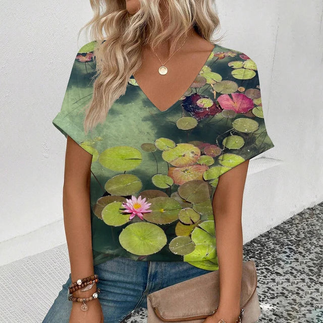 Kvinnors Kort Blus Justerbar Ventilerad Bomull-6