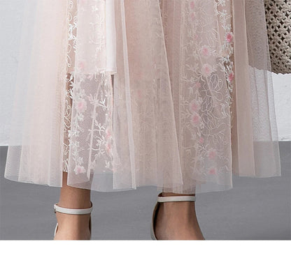 Kvinnors Midi Klänning O-Hals Bomull Polyester-6