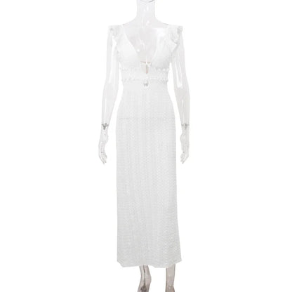 Variant image for Maxiklänning Dam V-Hals Ärmlös Polyester Ankellängd Elegant Suddig Stil-4