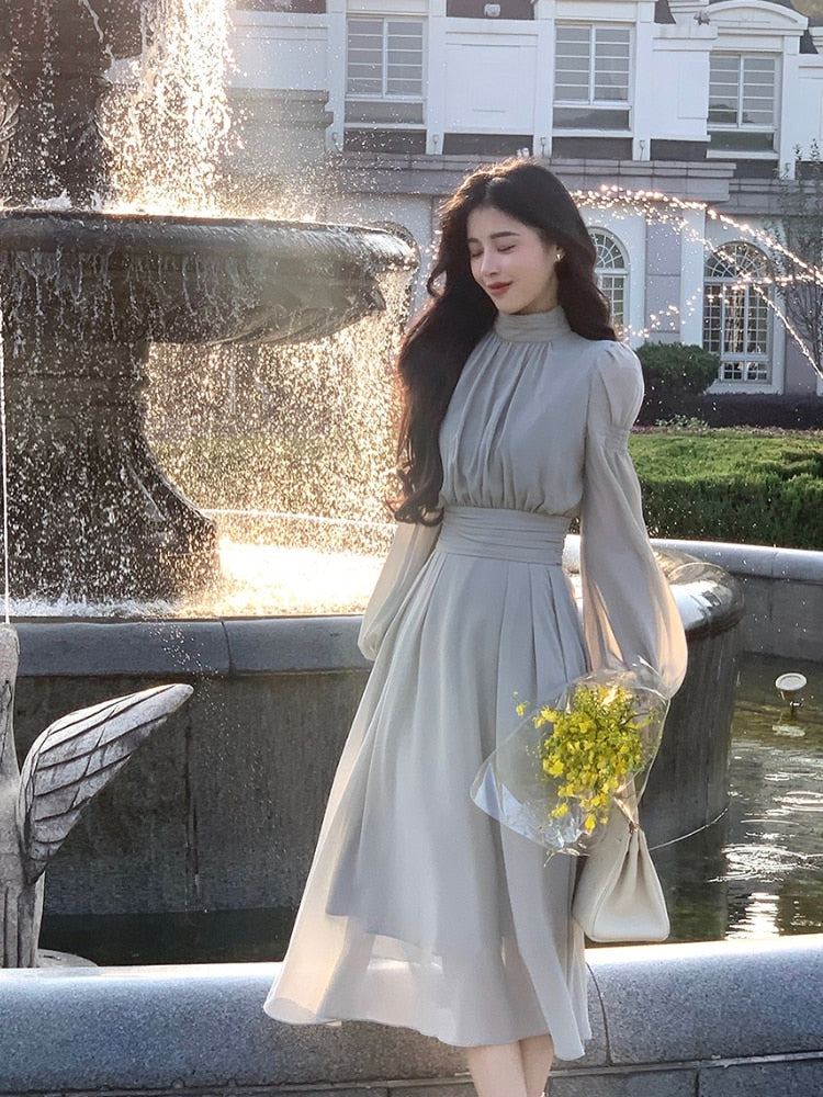 Dam Midiklänning Elegant A-linjeformad Polyester-6