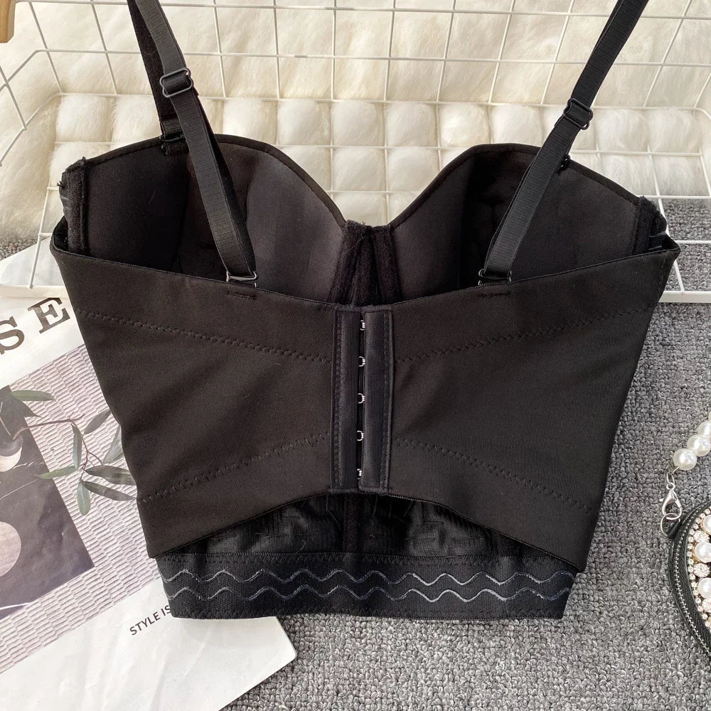 Dam Bustier Geometrisk Design Polyester med Pärldetaljer-5