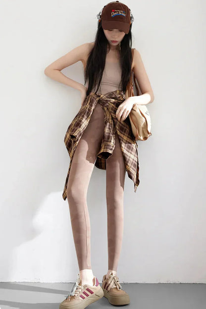 Dam Leggings Hög Midja Monokrom Spandex Nylon-6