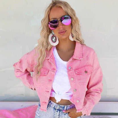 Variant image for Dam Denimjacka Boho Chic med Fransar Högkvalitativ Denim-1