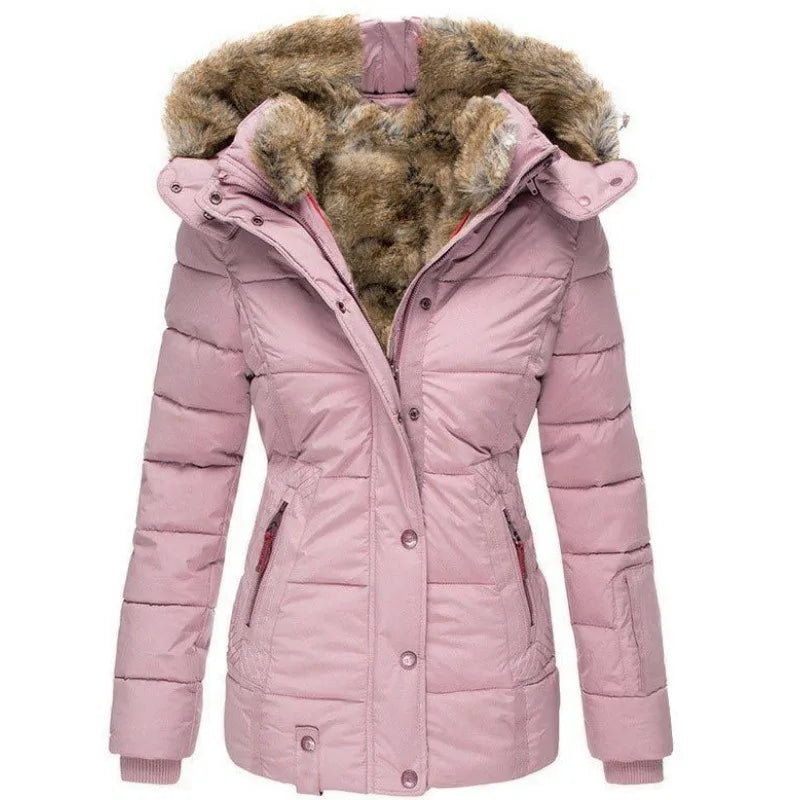 Dam Vinterparkas med Huva och Knappar i Högkvalitativ Polyester 4