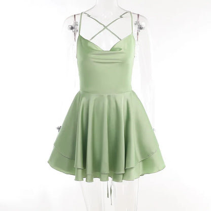 Kvinnors A-linje Miniklänning Polyester-4