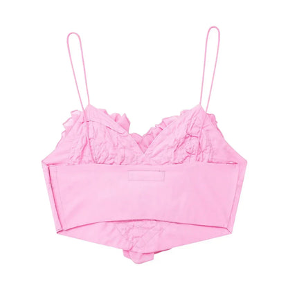 Dam Blommig Crop Top, Ärmlös och Stretchig Polyester – Slim Fit Super Kort Topp för Sommarens Festligheter 3