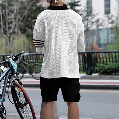 Dam Tvådelad Set Randig Jacquard Summer Style-2