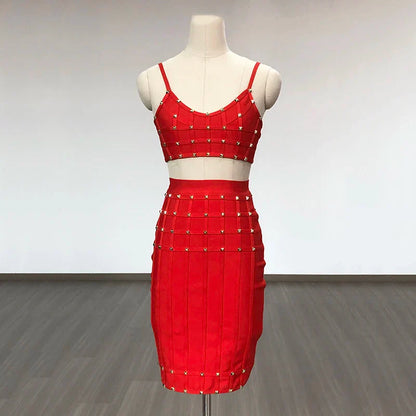 Dam Mini Klänning Stropplös Syntetisk med Dekorativa Nitar-5