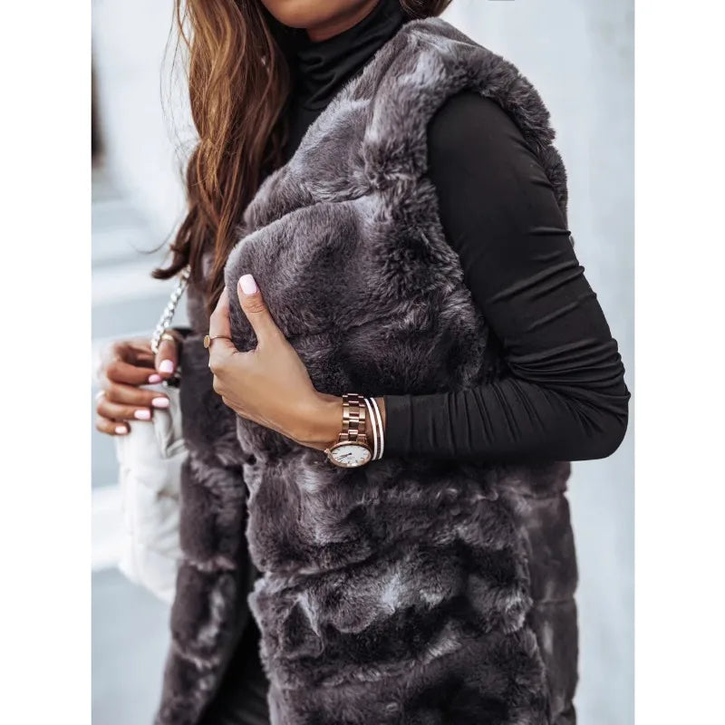 Dam Fleeceväst Sportig Stil Mjuk Polyester-1