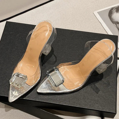 Dam Slingback Skor Chunky Gummisula PVC och Gummi-5