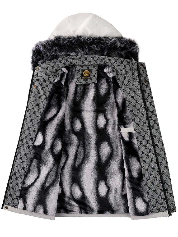 Dam Lång Vinterjacka Elegant Polyester med Huva-2