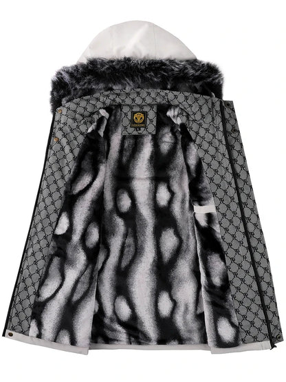 Dam Lång Vinterjacka Elegant Polyester med Huva-2