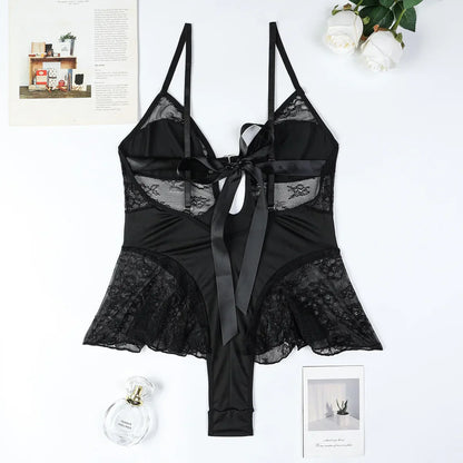 Snygga Damunderkläder Set med Spets och Polyester - Sexiga Teddies för Eleganta Tillfällen-6