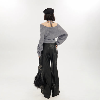 Stickad Dam Tröja Off-Shoulder Figur-Hugging Akryl 2