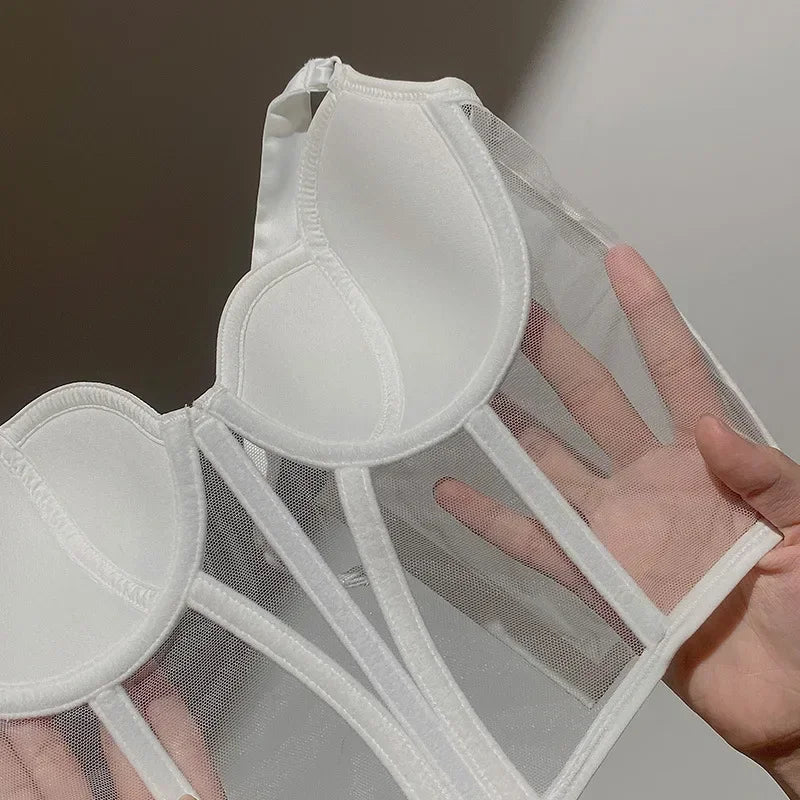 Festtoppar Dam Enkel Bustier Topp Bomullspolyester-5