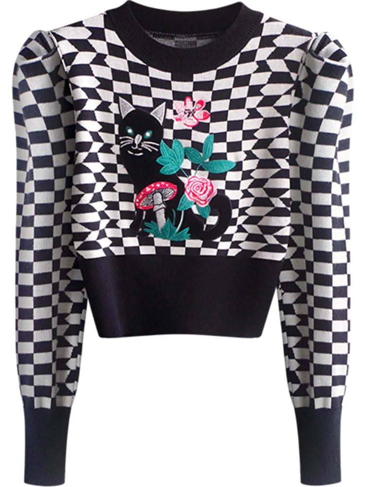 Dam Sweatshirt Roligt Tryck Puffärmar Polyester-3