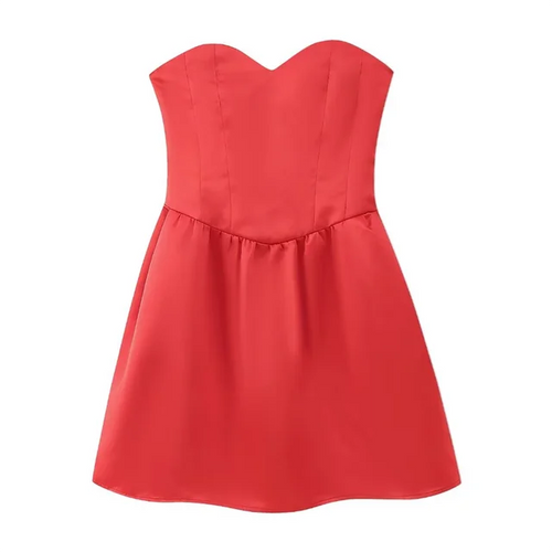 Kvinna Kort Klänning Satin Elegant Sommarklänning-1