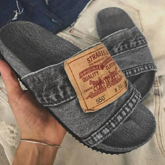 Dam Sandaler Elegant Bomull Flat Sula-1