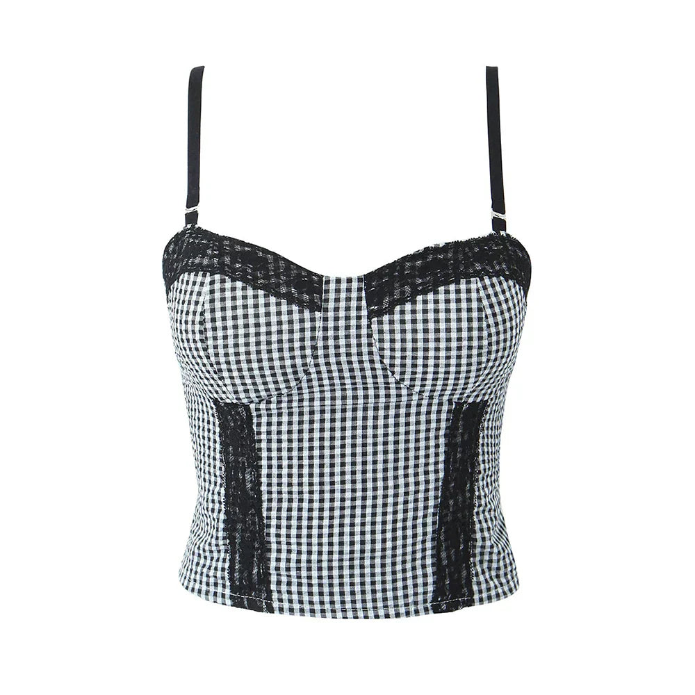 Variant image for Dam Festtopp Vichy-Karo med Spetsdetaljer Polyester-1