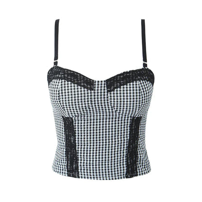 Variant image for Dam Festtopp Vichy-Karo med Spetsdetaljer Polyester-1