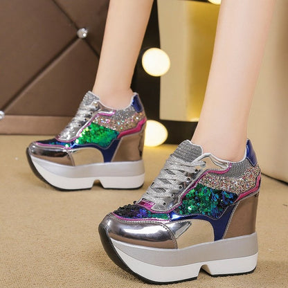Kvinnors Sneakers Höga Klackar Syntetiskt Läder-4