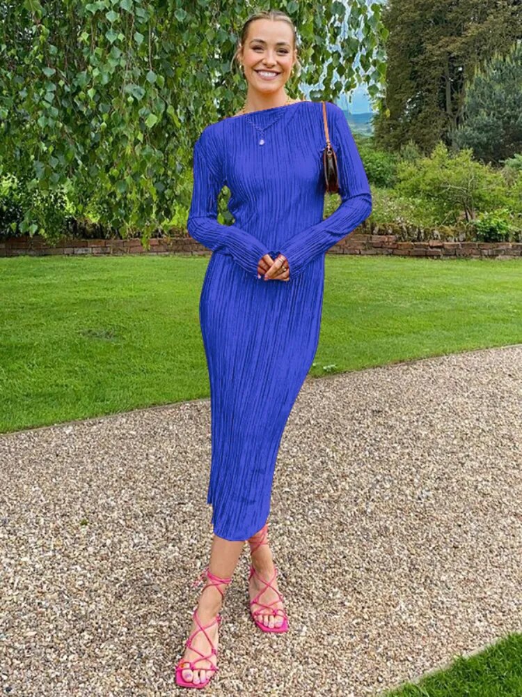 Variant image for Kvinna Lång Klänning Svängande Ärmar Polyester-4