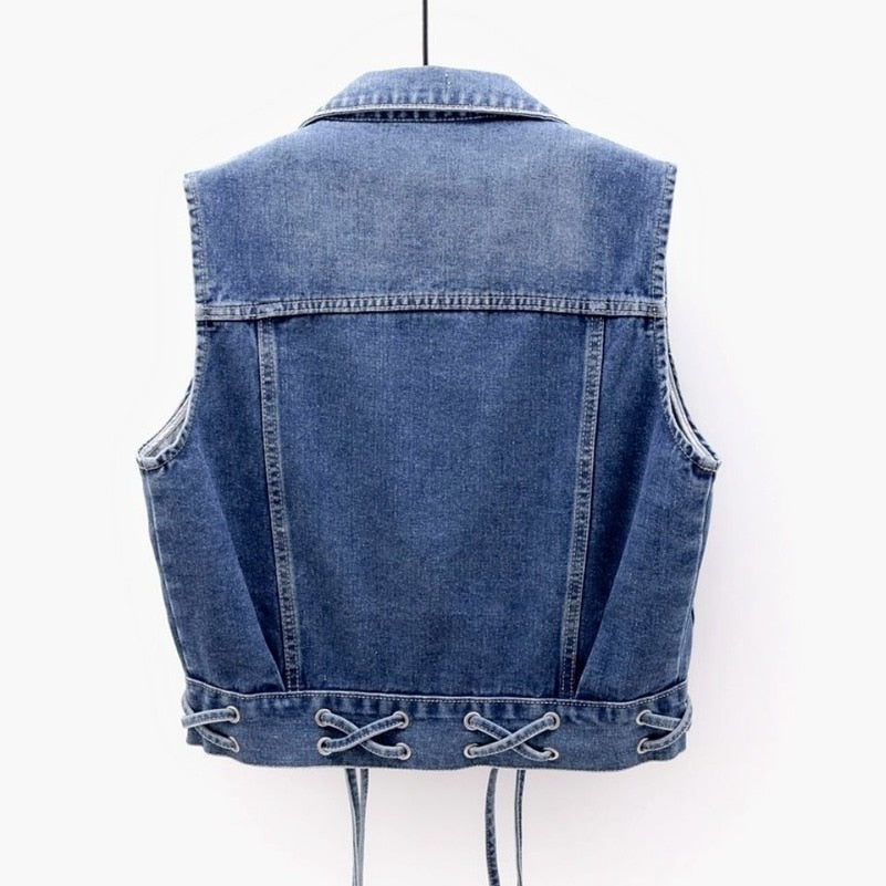 Dam Cardigan Retro Stil Högkvalitativ Denim Med Midja Passform-2