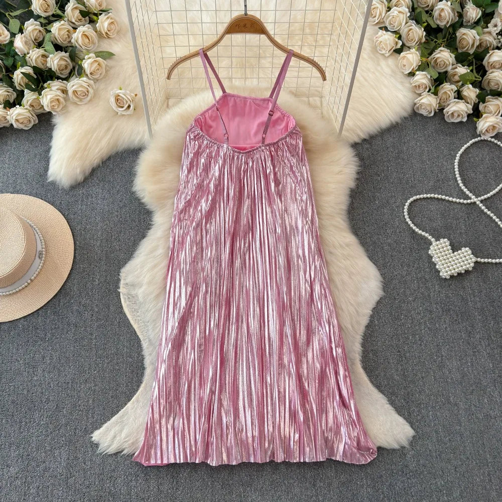 Maxiklänning Dam Löst Snitt Ärmlös Polyester Veckad Form-2