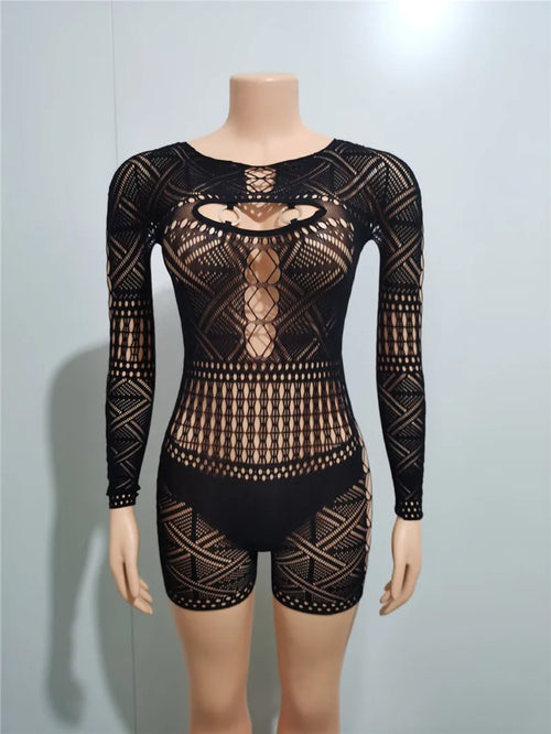 Dam Jumpsuit Spetsbroderi Elastisk Polyester-1