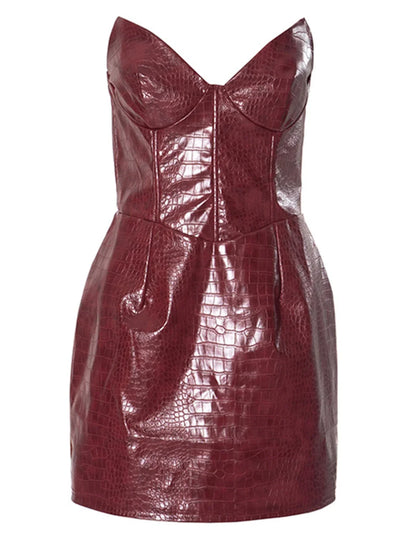 Dam Miniklänning V-ringad Syntetiskt Läder 1