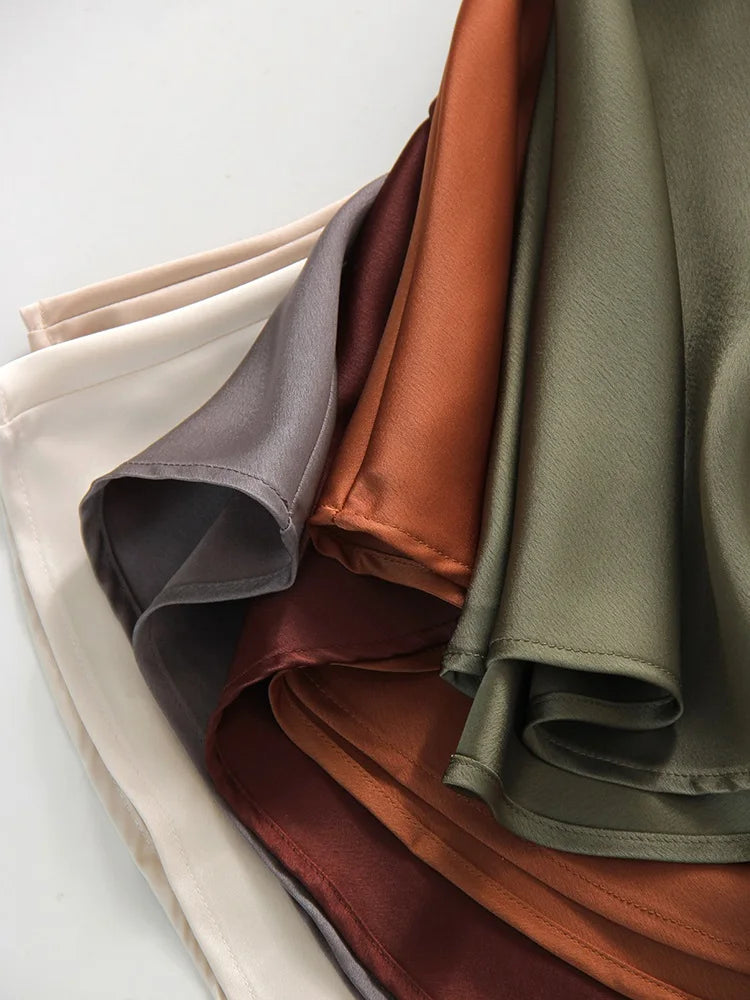 Maxikjol Lång A-linje i Satin med Hög Midja – Elegant och Bekväm Damkjol för Alla Tillfällen 6