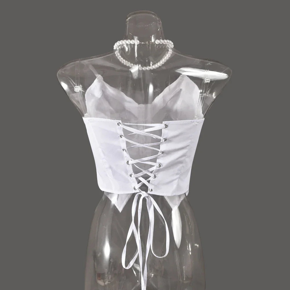 Dam Crop Top Kort Ärmar Bomullsblandning-4