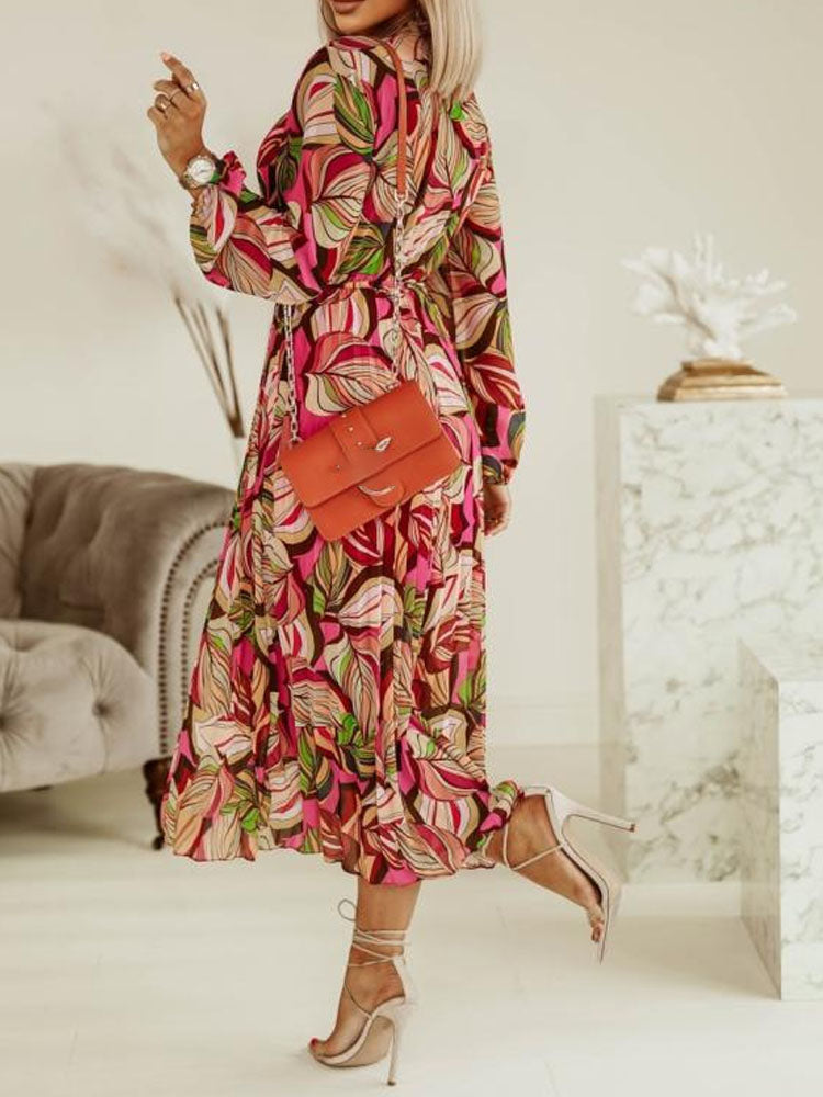 Dam Midi Klänning Veckad Polyester och Bomull - Fina Dam Klänningar för Alla Tillfällen-3