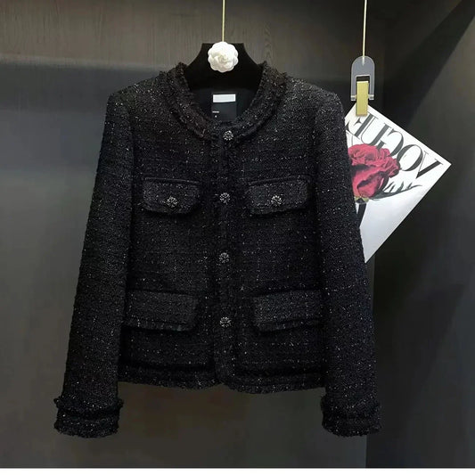 Dam Blazer Tweed Elegant Hög Kvalitet Polyester-1