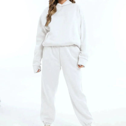 Dam Träningsset Hoodie Syntetmaterial Joggingbyxor Komfortabelt Set 15