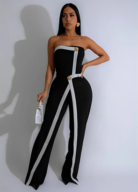 Dam Jumpsuit Elegant Mjuk Polyester Spandex-1