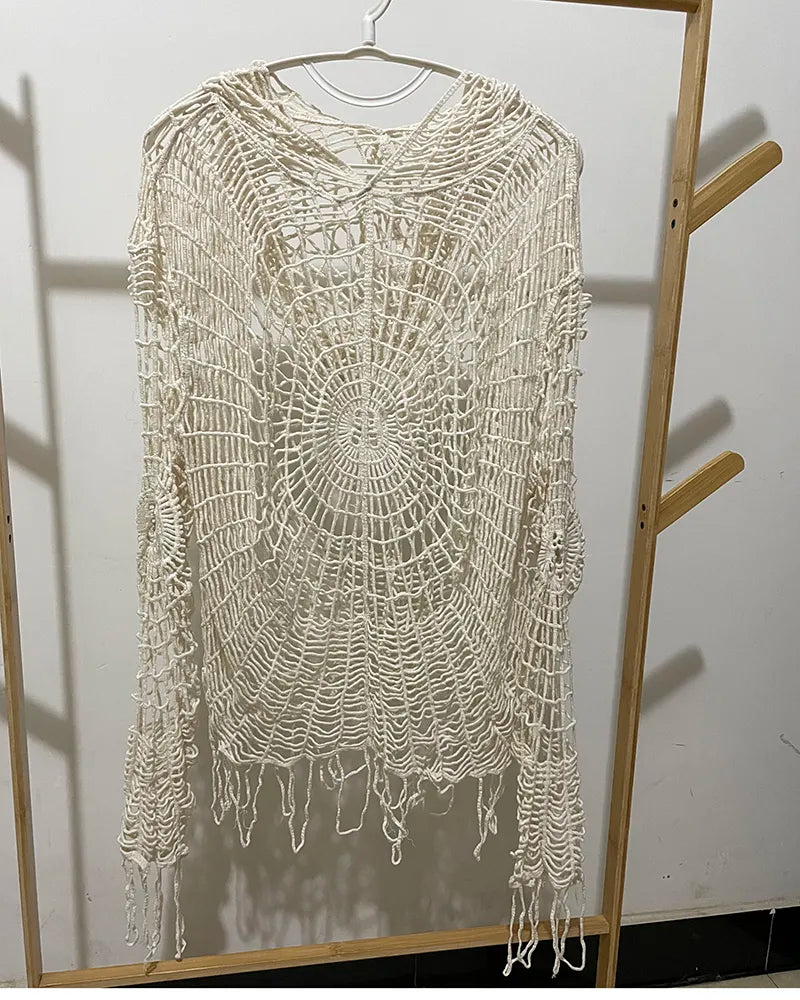 Dam Pullover med Huva Avslappnad Passform Polyester-5