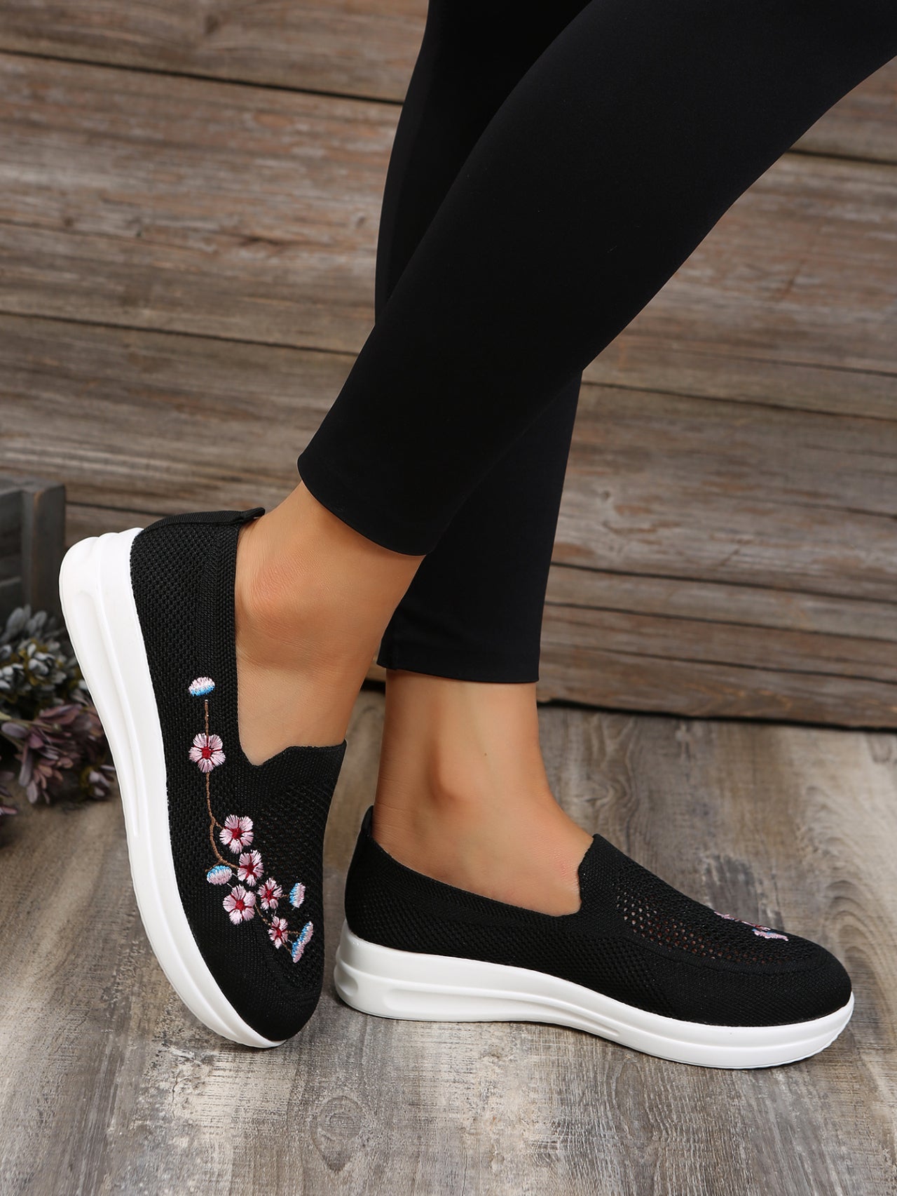 Kvinnors Slip-On Skor Trendig Tryckt Textil-2