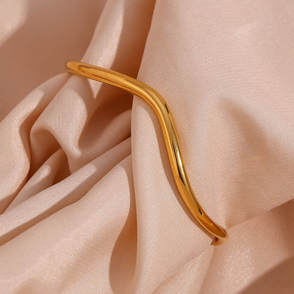 Kvinnors Armband Minimalistisk Vågform Rostfritt Stål Vattentålig 4