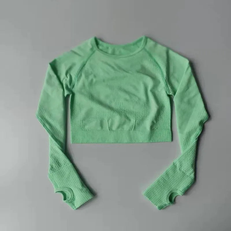 Variant image for Kvinnors Skördetopp Sömlös Elastisk Material Långa Ärmar-31